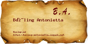 Báling Antonietta névjegykártya